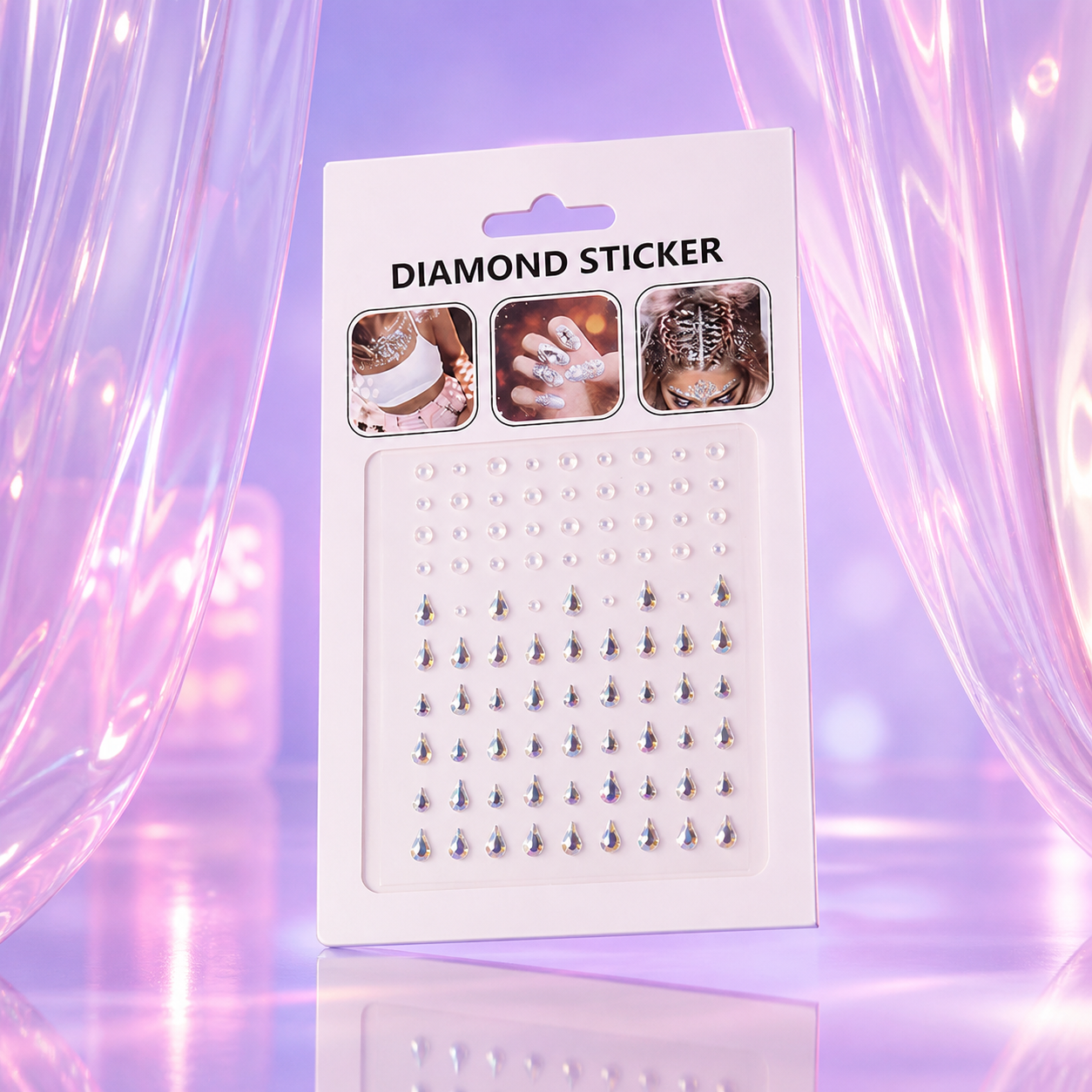 Rhinestone Face Gems Stickers, Self-Adhesive Body Jewels for Rave, Festival, Party, Makeup & Nails